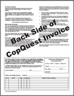 Back of CopQuest Invoice with Exchange and Return Instructions