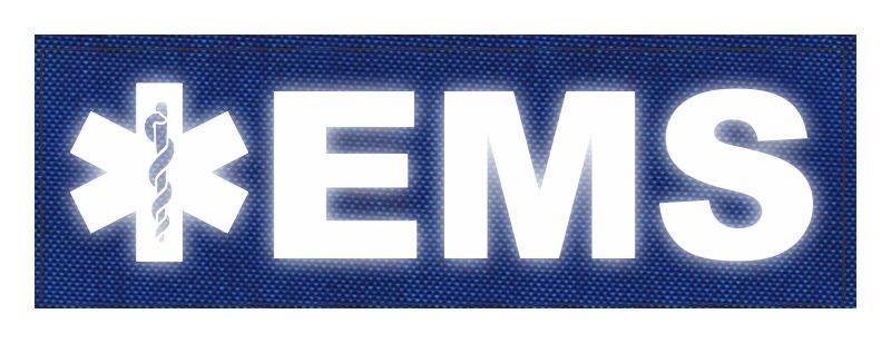 EMS Patch - Star of Life - 6x2 - Reflective Lettering - Royal Blue Backing - Hook Fabric - Click for larger image EMS Patch - Star of Life - 6x2 - Reflective Lettering - Royal Blue Backing - Hook Fabric