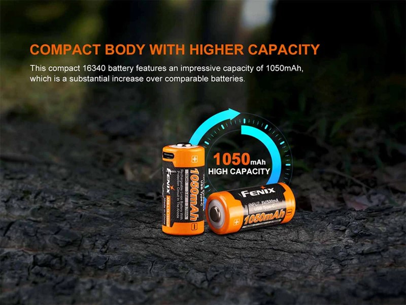 Fenix ARB-L16-1050UP 16340 Rechargeable Battery - Click for larger image Fenix ARB-L16-1050UP 16340 Rechargeable Battery