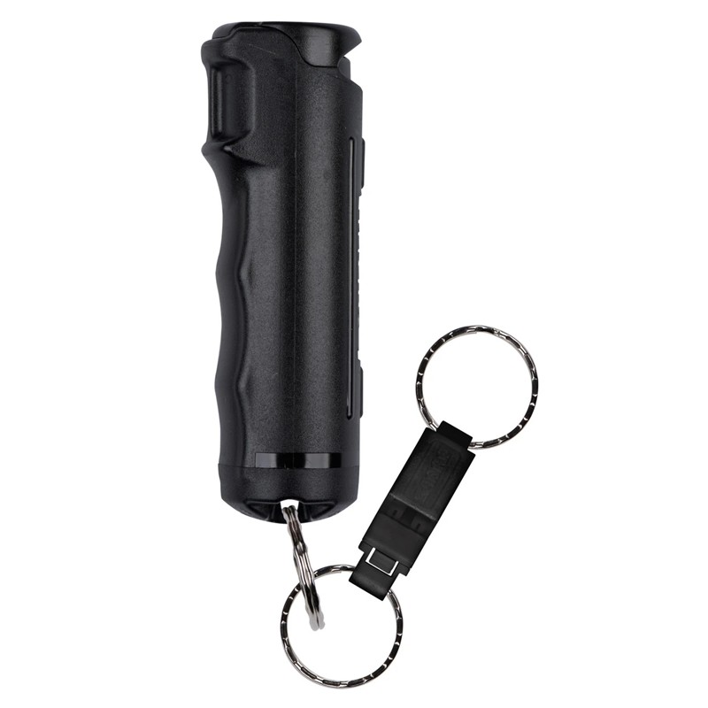 Sabre 2-in-1 Pepper GEL with Detachable Safety Whistle Keychain - Black - Click for larger image Sabre 2-in-1 Pepper GEL with Detachable Safety Whistle Keychain - Black