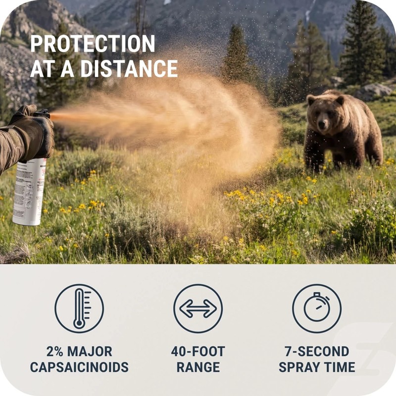 Sabre 7.9 oz. Bear Spray & Mountain Lion Spray with Chest Holster - Click for larger image Sabre 7.9 oz. Bear Spray & Mountain Lion Spray with Chest Holster