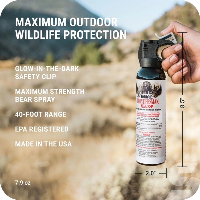 Sabre 7.9 oz. Bear Spray & Mountain Lion Spray - Click for larger image Sabre 7.9 oz. Bear Spray & Mountain Lion Spray