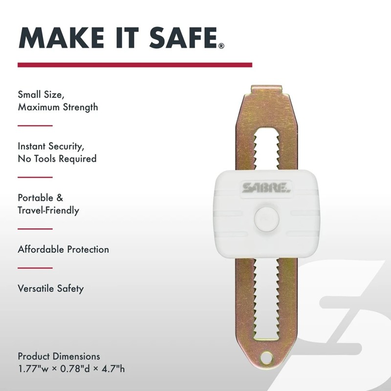 Sabre Compact Travel Door Lock - Click for larger image Sabre Compact Travel Door Lock