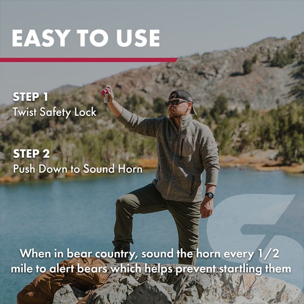 Sabre Frontiersman Bear Horn with On/Off Locking Top, 130dB - Click for larger image Sabre Frontiersman Bear Horn with On/Off Locking Top, 130dB