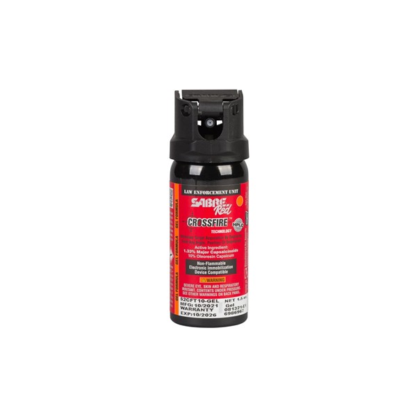 Sabre Red Crossfire 1.33 MC Pepper Spray - MK-3 Canister - GEL 1.5 oz. - Click for larger image Sabre Red Crossfire 1.33 MC Pepper Spray - MK-3 Canister - GEL 1.5 oz.