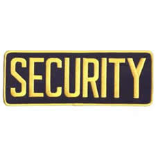 Large Security Back Patch Badge Emblem 11X4 Gold/navy 