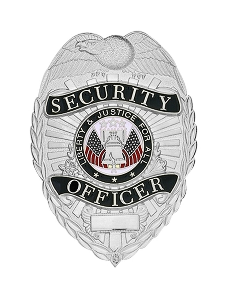 LawPro Security Officer Shield with Star Badge in Silver | QM4160N
