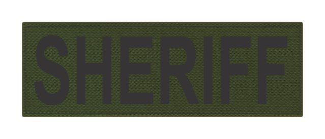 SHERIFF OD Green Lettering on Black Background Front Panel Patch 2" X 4" 