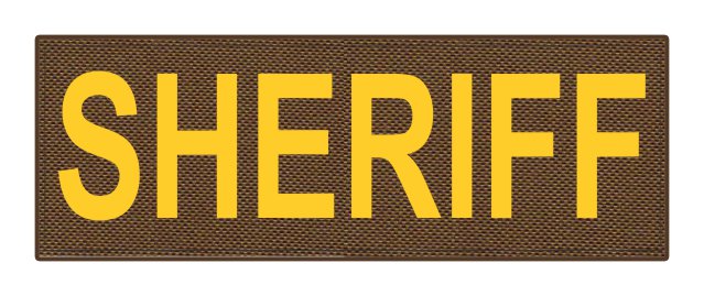 sheriff embroidery patches 3x7 hook on back yellow letters Od green 