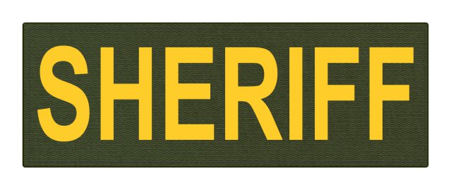 item 1110 Details about   Sheriff Patch Grey On OD Green 3" X 5 1/2" On Hook Backing 
