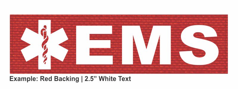 Stock ID Patch - EMS with Star of Life Symbol - 11x3 - Hook Backing - Click for larger image Stock ID Patch - EMS with Star of Life Symbol - 11x3 - Hook Backing
