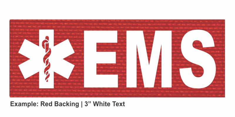 Stock ID Patch - EMS with Star of Life Symbol - 11x4 - Hook Backing - Click for larger image Stock ID Patch - EMS with Star of Life Symbol - 11x4 - Hook Backing