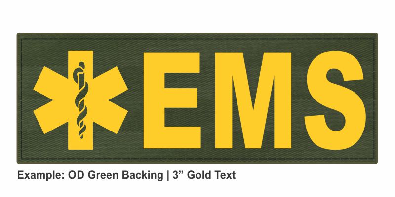 Stock ID Patch - EMS with Star of Life Symbol - 11x4 - Hook Backing - Click for larger image Stock ID Patch - EMS with Star of Life Symbol - 11x4 - Hook Backing