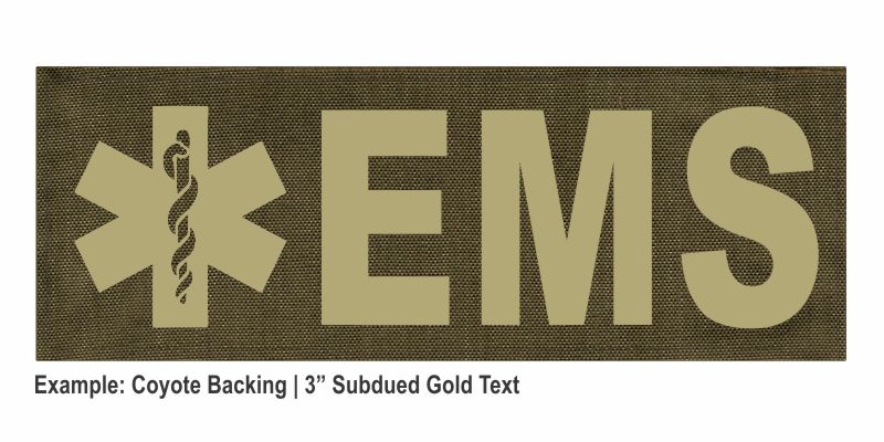 Stock ID Patch - EMS with Star of Life Symbol - 11x4 - Hook Backing - Click for larger image Stock ID Patch - EMS with Star of Life Symbol - 11x4 - Hook Backing