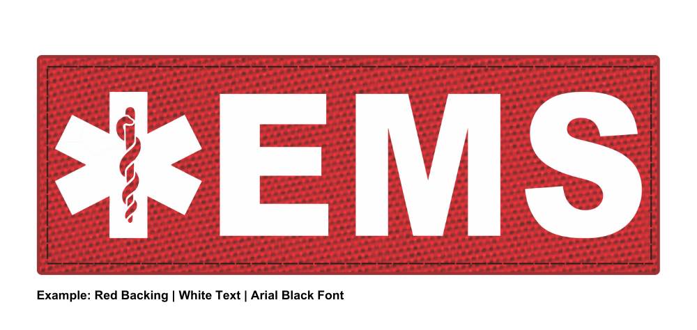 Stock ID Patch - EMS with Star of Life Symbol - 7x3 - Hook Base - Click for larger image Stock ID Patch - EMS with Star of Life Symbol - 7x3 - Hook Base