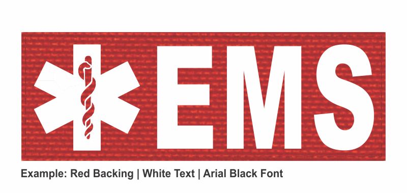 Stock ID Patch - EMS with Star of Life Symbol - 8.5x3 - Hook Backing - Click for larger image Stock ID Patch - EMS with Star of Life Symbol - 8.5x3 - Hook Backing