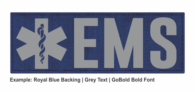 Stock ID Patch - EMS with Star of Life Symbol - 8.5x3 - Hook Backing - Click for larger image Stock ID Patch - EMS with Star of Life Symbol - 8.5x3 - Hook Backing