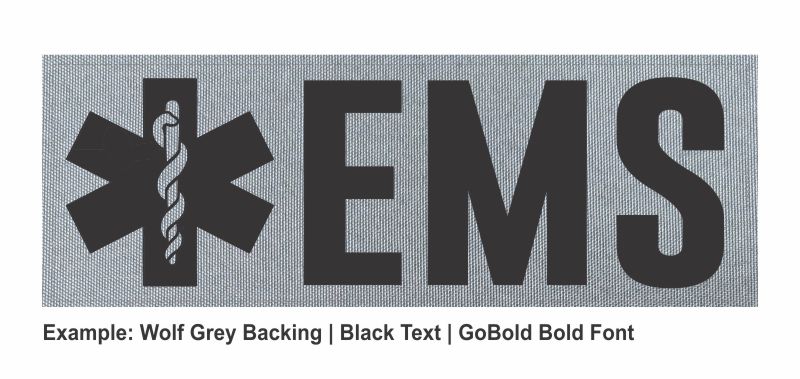 Stock ID Patch - EMS with Star of Life Symbol - 8.5x3 - Hook Backing - Click for larger image Stock ID Patch - EMS with Star of Life Symbol - 8.5x3 - Hook Backing