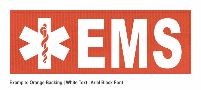 Stock ID Patch - EMS with Star of Life Symbol - 8.5x3 - Hook Backing - Click for larger image Stock ID Patch - EMS with Star of Life Symbol - 8.5x3 - Hook Backing