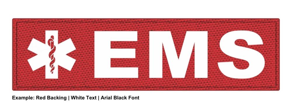 Stock ID Patch - EMS with Star of Life Symbol - 8x4 - Hook Backing - Click for larger image Stock ID Patch - EMS with Star of Life Symbol - 8x4 - Hook Backing