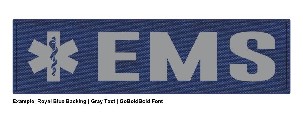 Stock ID Patch - EMS with Star of Life Symbol - 8x4 - Hook Backing - Click for larger image Stock ID Patch - EMS with Star of Life Symbol - 8x4 - Hook Backing