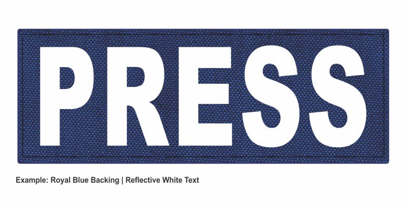 Stock ID Patch - PRESS - 11x4 - Hook Backing - Click for larger image Stock ID Patch - PRESS - 11x4 - Hook Backing