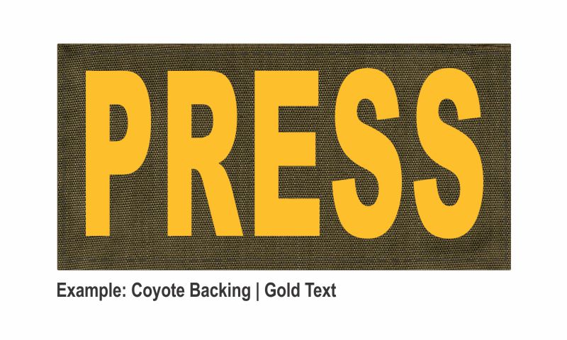 Stock ID Patch - PRESS - 4x2 - Hook Backing - Click for larger image Stock ID Patch - PRESS - 4x2 - Hook Backing