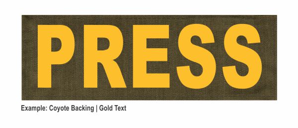 Stock ID Patch - PRESS - 6x2 - Hook Backing - Click for larger image Stock ID Patch - PRESS - 6x2 - Hook Backing