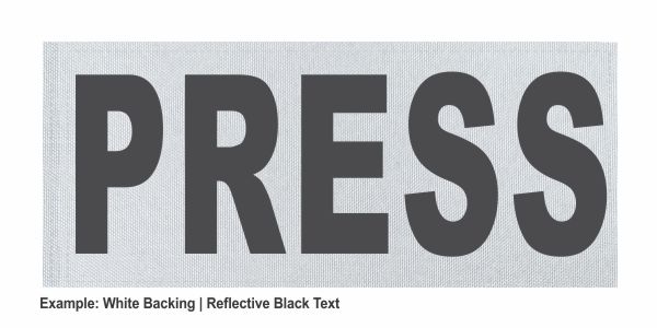 Stock ID Patch - PRESS - 7x3 - Hook Backing - Click for larger image Stock ID Patch - PRESS - 7x3 - Hook Backing