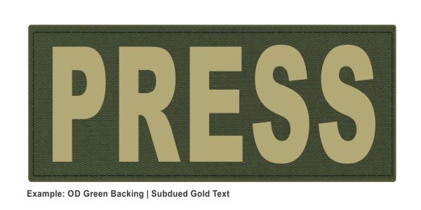 Stock ID Patch - PRESS - 7x3 - Hook Backing - Click for larger image Stock ID Patch - PRESS - 7x3 - Hook Backing