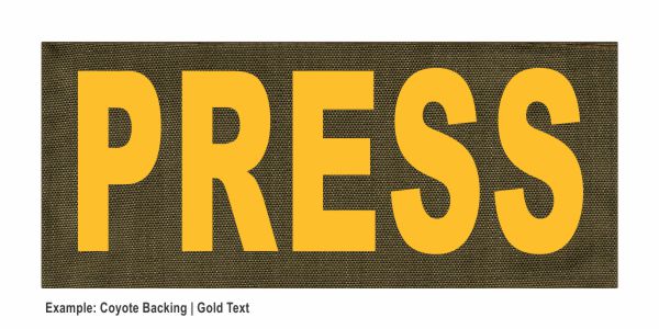 Stock ID Patch - PRESS - 7x3 - Hook Backing - Click for larger image Stock ID Patch - PRESS - 7x3 - Hook Backing