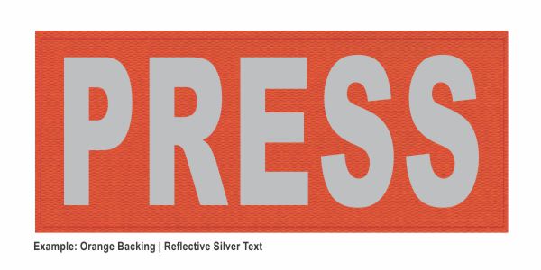 Stock ID Patch - PRESS - 7x3 - Hook Backing - Click for larger image Stock ID Patch - PRESS - 7x3 - Hook Backing