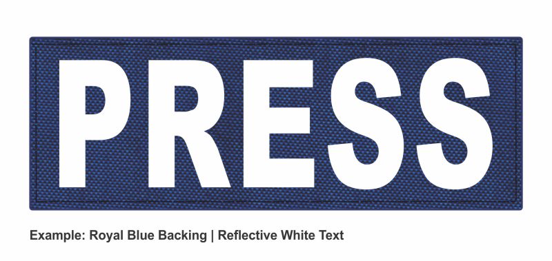 Stock ID Patch - PRESS - 8.5x3 - Hook Backing - Click for larger image Stock ID Patch - PRESS - 8.5x3 - Hook Backing