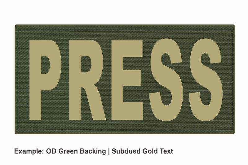 Stock ID Patch - PRESS - 8x4 - Hook Backing - Click for larger image Stock ID Patch - PRESS - 8x4 - Hook Backing