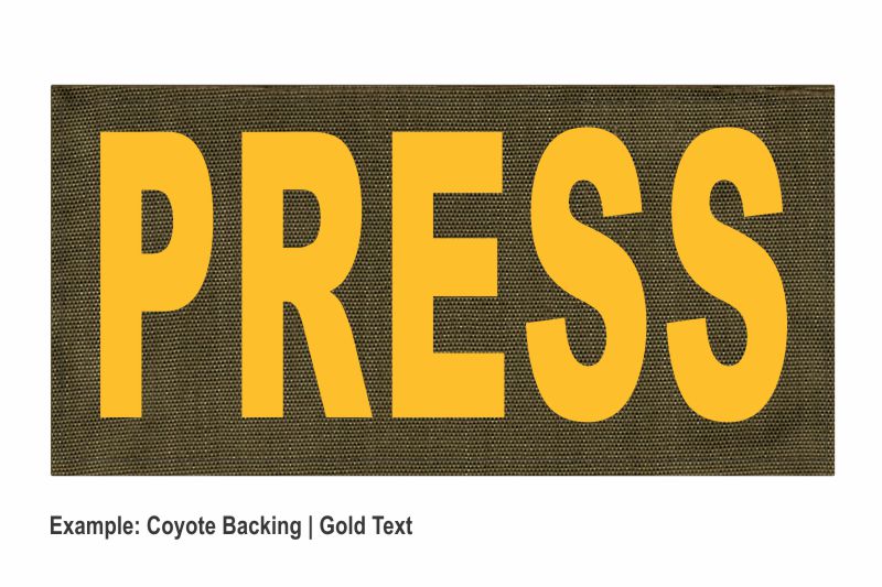 Stock ID Patch - PRESS - 8x4 - Hook Backing - Click for larger image Stock ID Patch - PRESS - 8x4 - Hook Backing