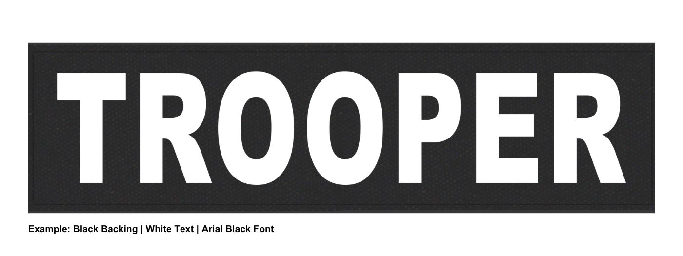 Stock ID Patch - TROOPER - 11x3 - Hook Base - Click for larger image Stock ID Patch - TROOPER - 11x3 - Hook Base
