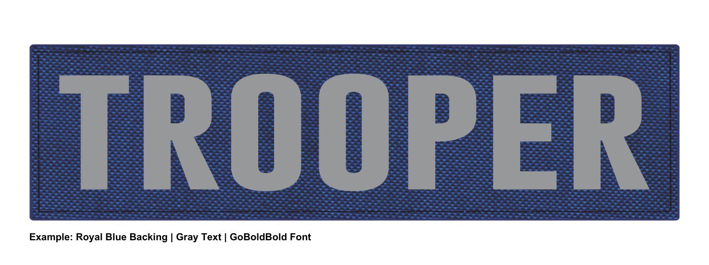 Stock ID Patch - TROOPER - 11x3 - Hook Base - Click for larger image Stock ID Patch - TROOPER - 11x3 - Hook Base