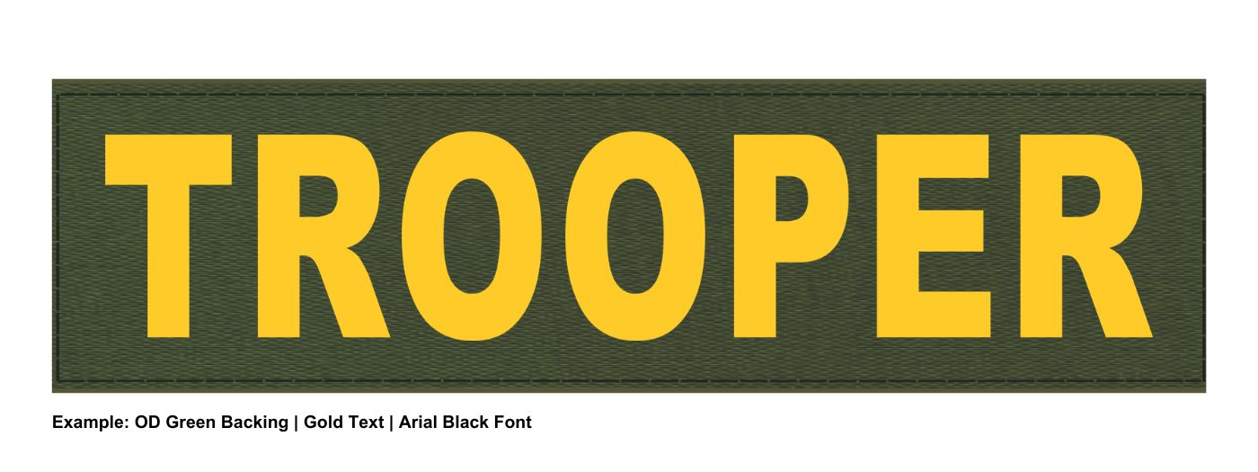 Stock ID Patch - TROOPER - 11x3 - Hook Base - Click for larger image Stock ID Patch - TROOPER - 11x3 - Hook Base