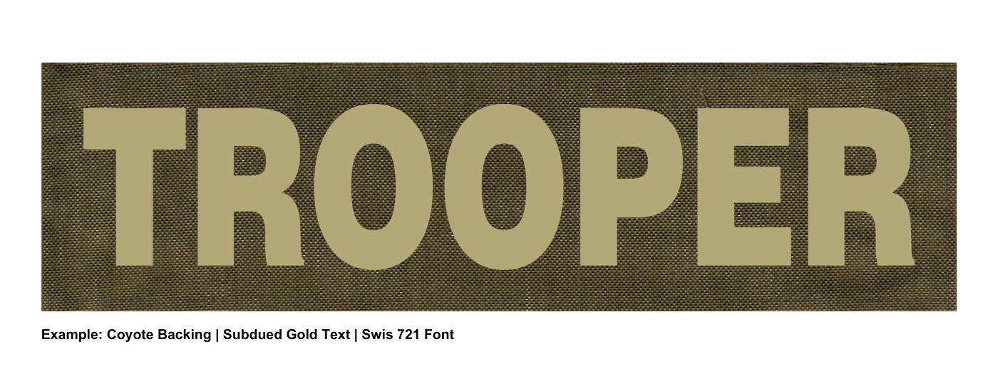 Stock ID Patch - TROOPER - 11x3 - Hook Base - Click for larger image Stock ID Patch - TROOPER - 11x3 - Hook Base