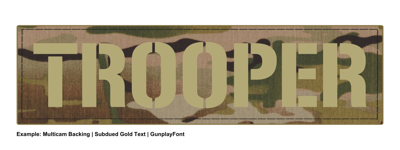 Stock ID Patch - TROOPER - 11x3 - Hook Base - Click for larger image Stock ID Patch - TROOPER - 11x3 - Hook Base