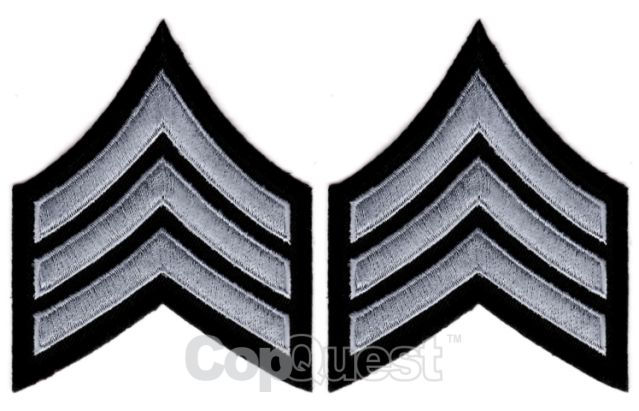 Pair of Coat Size Red on Black Sergeant Chevrons Patches 